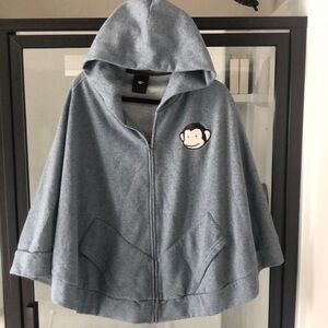 Banana Chippy A Jolly Monkey Gray hoodie style poncho One Size